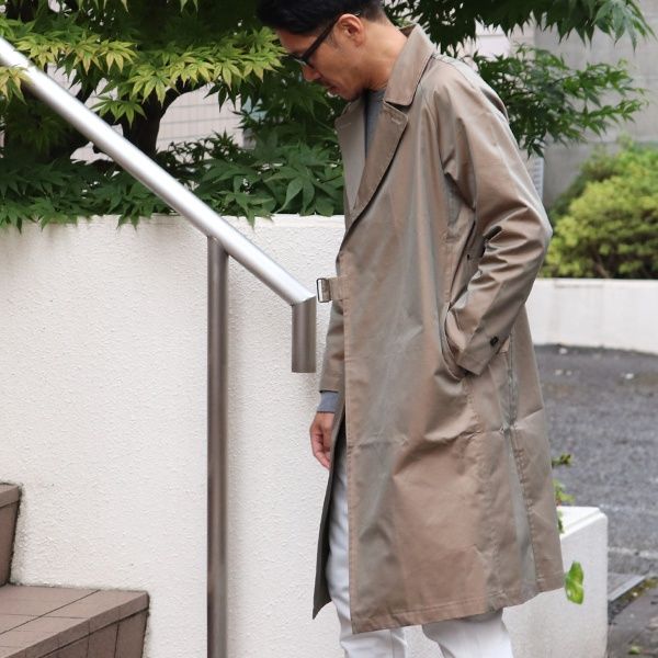 サンヨーコートGORE-TEX トレンチコート　ロング丈　ギャバジン　玉虫色　L 玉虫ギャバ タイロッケン ロングコート『日本製』【送料無料