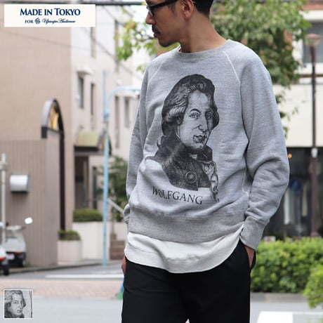 19/7吊編裏毛 Wolfgangプリント ラグランスウェット【MADE IN TOKYO】『東京製』/ Upscape Audience [AUD6041]