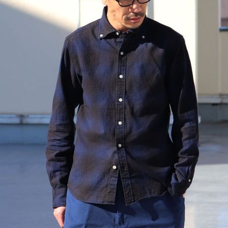 【RE PRICE/価格改定】[AUD1718] Upscape Audience コットンフランネルチェック ワイドスプレッドボタンダウン長袖シャツ