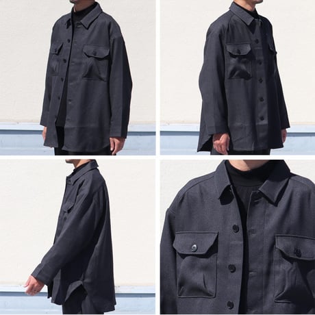 LANATEC® (ラナテック) LEI ( レイ) ポリエステル ウールライク カルゼ サファリシャツコート【MADE IN JAPAN】/ Upscape Audience [AUD7167]