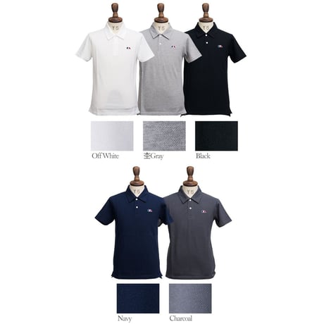 【RE PRICE/価格改定】[AUD1501] Upscape Audience 鹿の子3色ゾウ刺繍ワンポイントレギュラーカラー半袖ポロシャツ