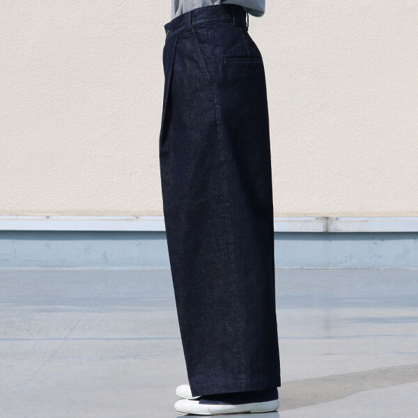 赤耳（セルヴィッチ）インディゴデニム 1タックワイドパンツ 【MADE IN