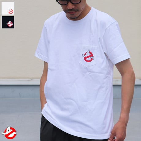 [AUD1769] Ghost Busters "Michael C. Gross Logo-I" 7.1oz米綿丸胴オールドプリントクルーネックポケットT