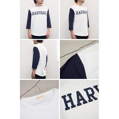 [AUD1834] Audience オールドプリント"HARVARD"ヴィンテージセットインベースボールアンダーTEE