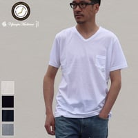 【RE PRICE / 価格改定】[AUD1556] Upscape Audience ナノシア汗止め加工プライマリー天竺Vネックポケット付き半袖カットソー
