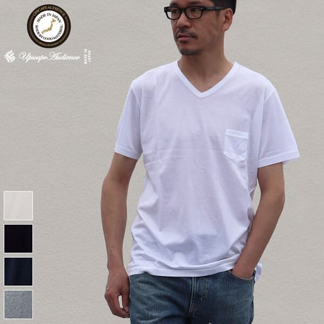 【RE PRICE / 価格改定】[AUD1556] Upscape Audience ナノシア汗止め加工プライマリー天竺Vネックポケット付き半袖カットソー