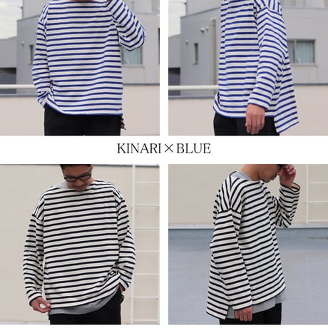 Basque10オンス（バスク天竺）フレンチボーダー ボートネック BOX Tee/ Upscape Audience[AUD6256]