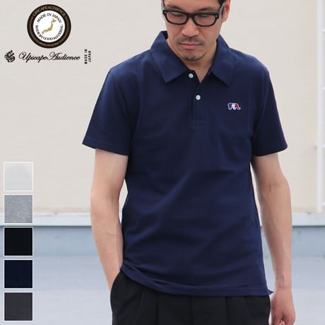 【RE PRICE/価格改定】[AUD1501] Upscape Audience 鹿の子3色ゾウ刺繍ワンポイントレギュラーカラー半袖ポロシャツ