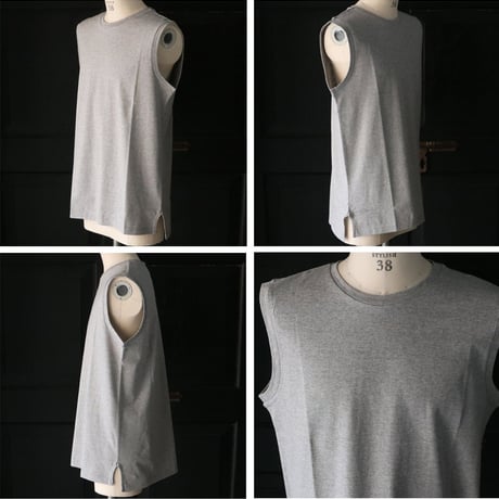 「丹後」度詰天竺（6オンス）サイドスリット ノースリーブ Tシャツ【MADE IN JAPAN】『日本製』/ Upscape Audience [AUD6512]