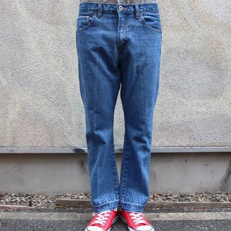 赤耳（セルヴィッチ）デニムセンタープレス裾リペアアンクルパンツ [AUD3408]