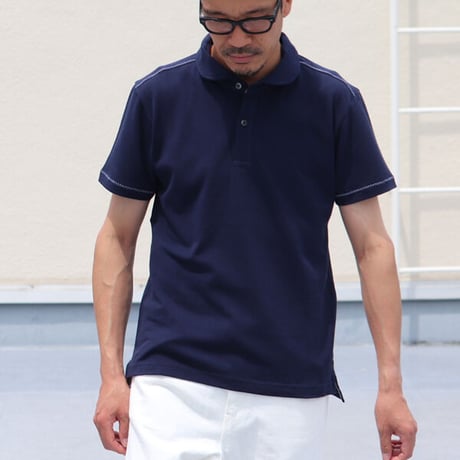 【RE PRICE / 価格改定】[AUD1427] Upscape Audience リサイカラー鹿の子ショールカラー半袖ポロシャツ