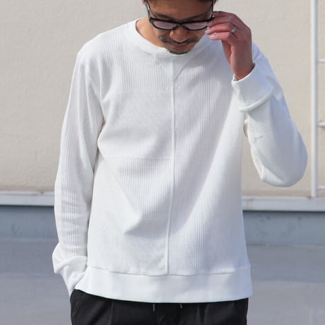 【RE PRICE/価格改定】[AUD1816] Upscape Audience BOROライク ランダムワッフル ガゼットクルーネックニット