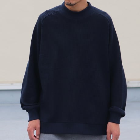ビッグワッフル サドルショルダー モックネック XL ニットソー【MADE IN JAPAN】『日本製』 / Upscape Audience [AUD6486]