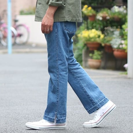 赤耳（セルヴィッチ）デニムセンタープレス裾リペアアンクルパンツ [AUD3408]