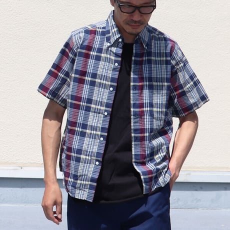 【RE PRICE/価格改定】[INS1041] THE BAGGY ボタンダウンマドラスチェック半袖シャツ