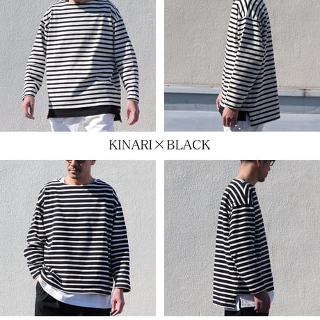 Basque10オンス（バスク天竺）フレンチボーダー ボートネック BOX Tee/ Upscape Audience[AUD6256]
