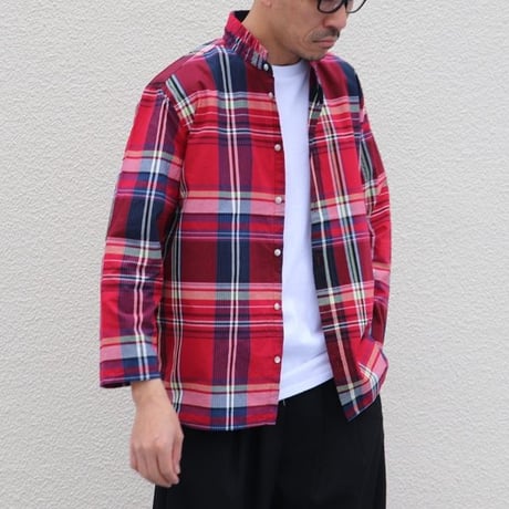 マドラス大判チェックスタンドスモールカラー シャツジャケット【MADE IN JAPAN】『日本製』/ Upscape Audience [AUD2996]
