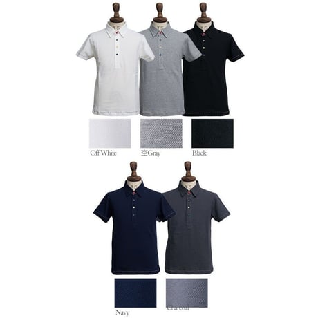 【RE PRICE/価格改定】[AUD1496] Upscape Audience 鹿の子ランダムボタンレインボーステッチ半袖ポロシャツ