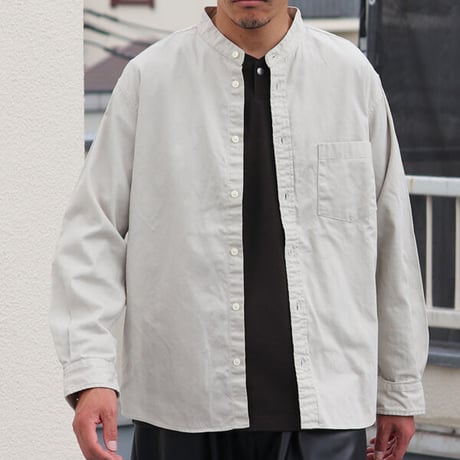 ワンウォッシュ バンドカラー L/S テーパードシャツ【MADE IN JAPAN】『日本製』/ Upscape Audience [AUD6439]