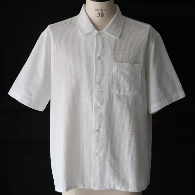 レノクロス（からみ織）オープンカラー ハーフスリーブシャツ[AUD6638