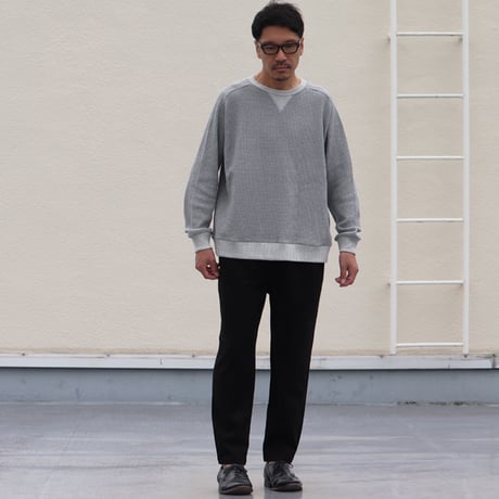 ビッグワッフル サドルショルダー ガゼットクルーネック XL ニットソー【MADE IN JAPAN】『日本製』 / Upscape Audience [AUD6485]