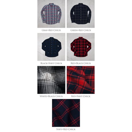 【RE PRICE/価格改定】[AUD1718] Upscape Audience コットンフランネルチェック ワイドスプレッドボタンダウン長袖シャツ