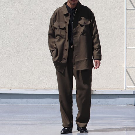 LANATEC® (ラナテック) LEI ( レイ) ポリエステル ウールライク カルゼ サファリシャツコート【MADE IN JAPAN】/ Upscape Audience [AUD7167]