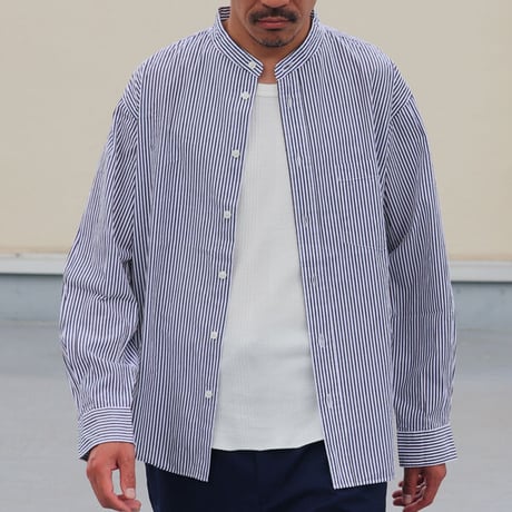 ワンウォッシュ バンドカラー L/S テーパードシャツ【MADE IN JAPAN】『日本製』/ Upscape Audience [AUD6439]