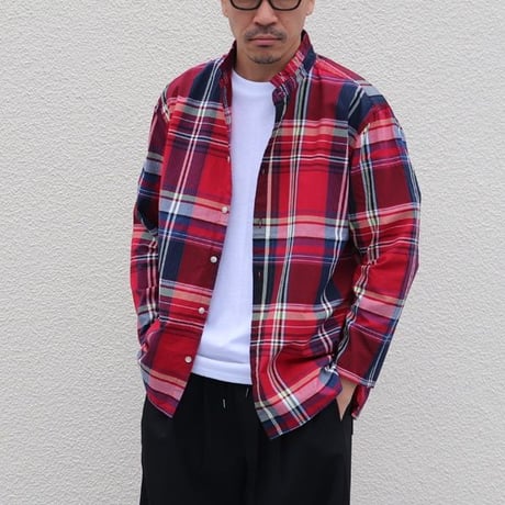 マドラス大判チェックスタンドスモールカラー シャツジャケット【MADE IN JAPAN】『日本製』/ Upscape Audience [AUD2996]