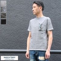 【RE PRICE / 価格改定】[AUD1857]吊り編み天竺オーバーラップクルーネックグラスポケ付半袖_TEE【MADE IN JAPAN】『日本製』 / Upscape Audience