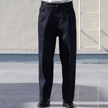 「備後」13.75oz 横ベージュ セルヴィッチ 青耳デニム 1タック バレルパンツ【MADE IN JAPAN】『日本製』/ Upscape Audience [AUD3551]