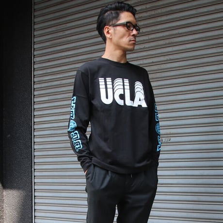 [AUD1836] Audience オールドプリント"UCLA-SLIDE"米綿長袖TEE