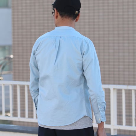 【RE PRICE / 価格改定】バンドカラー長袖シャツ【MADE IN JAPAN】『日本製』/ Upscape Audience [AUD1864-BLUEGRAYOX]
