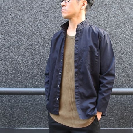 コットンギャバジンスタンドスモールカラー9/S シャツジャケット【MADE IN JAPAN】『日本製』/ Upscape Audience [AUD2773]