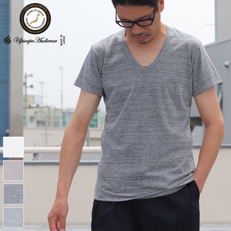 【RE PRICE/価格改定】[AUD1141]Upscape Audience ガラガラ紡 Uネック半袖Tシャツ