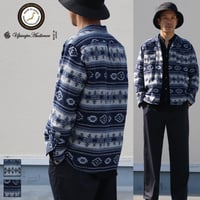 [AUD2772]ネイティブジャガードボーダーオープンカラーライト_Jacket【MADE IN JAPAN】『日本製』/ Upscape Audience