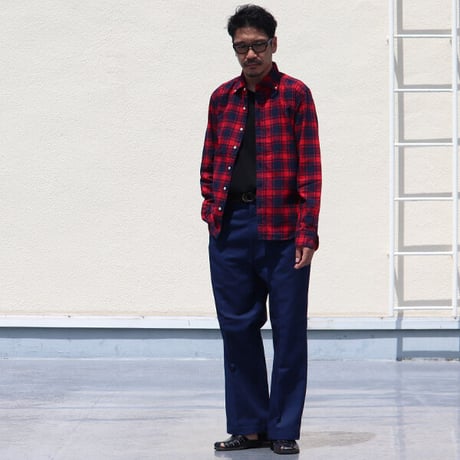 【RE PRICE/価格改定】[AUD1718] Upscape Audience コットンフランネルチェック ワイドスプレッドボタンダウン長袖シャツ