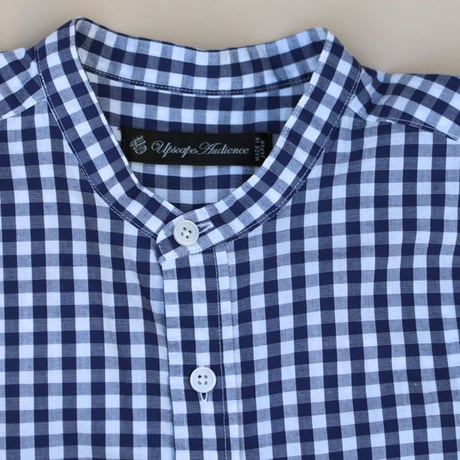【RE PRICE / 価格改定】バンドカラー長袖シャツ【MADE IN JAPAN】『日本製』/ Upscape Audience [AUD1864-NAVYGUNGAHAMBROAD]