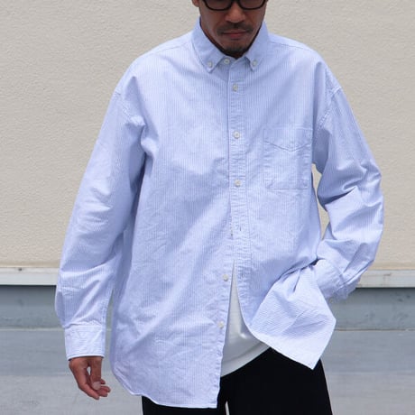 播州織オックスフォードストライプ ボタンダウン 長袖 ボクシーシャツ【MADE IN JAPAN】『日本製』/ Upscape Audience [AUD6307]