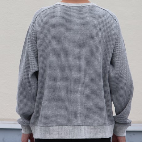 ビッグワッフル サドルショルダー ガゼットクルーネック XL ニットソー【MADE IN JAPAN】『日本製』 / Upscape Audience [AUD6485]