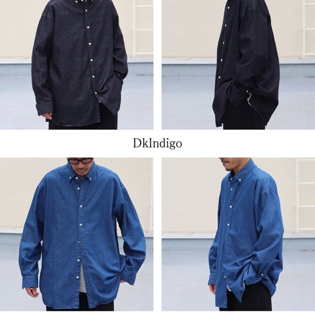6オンス デニム 釦ダウン ボクシーAライン 長袖シャツ【MADE IN JAPAN】/ Upscape Audience[AUD6391]