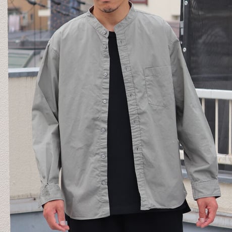 ワンウォッシュ バンドカラー L/S テーパードシャツ【MADE IN JAPAN】『日本製』/ Upscape Audience [AUD6439]