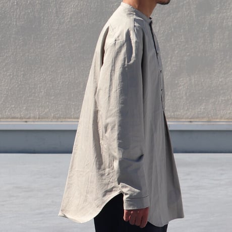 コットンツイルダンプ エアタンブラー バンドカラー コックシャツ【MADE IN JAPAN】『日本製』/ Upscape Audience [AUD6396]