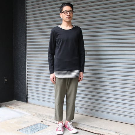 [AUD3337] Upscape Audience リネンキャンバスワイド　2タックアンクルパンツ
