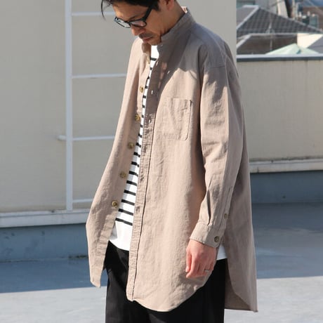 綿麻ビンテージソフトキャンバス Aライン ローマシャツコート【MADE IN JAPAN】『日本製』/ Upscape Audience [AUD7133]