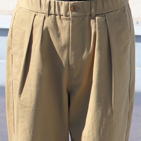 「岡山」クラシック チノクロス ヴィンテージ ワッシャー M52 2タック イージー ワイドパンツ【MADE IN JAPAN】『日本製』/ Upscape Audience [AUD3565]