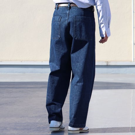 「備後」13.75oz 横ベージュ セルヴィッチ 青耳デニム ヴィンテージ ウォッシュ ベイカーパンツ【MADE IN JAPAN】/ Upscape Audience [AUD3550]