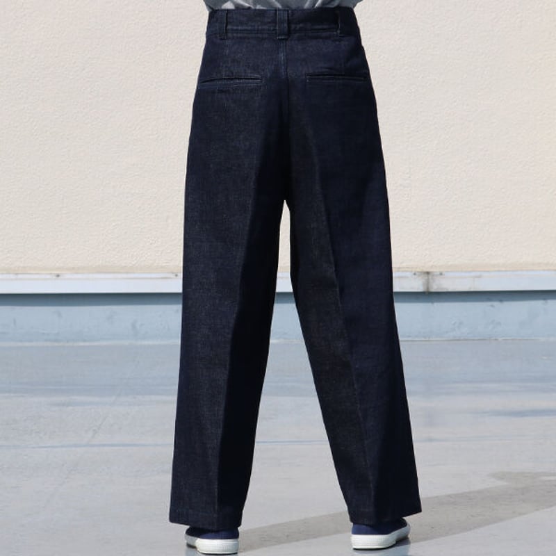 chimala ワイド タックデニム 28 インディゴ 日本製 オーバーサイズ Lee｜12oz デニム オーバー タック ワイド パンツ ll4648-yh