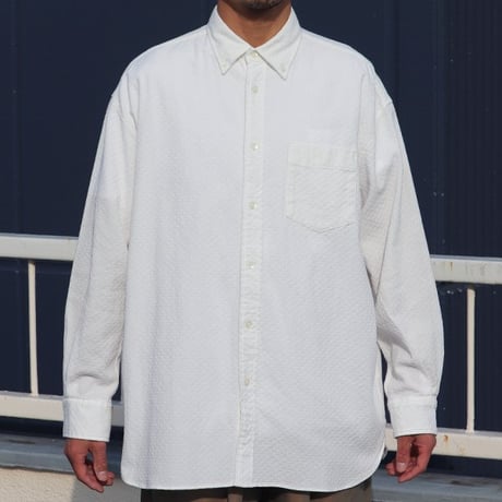 レノクロス（からみ織）ボタンダウン ボクシーAライン 長袖シャツ【MADE IN JAPAN】『日本製』/ Upscape Audience [AUD6503]