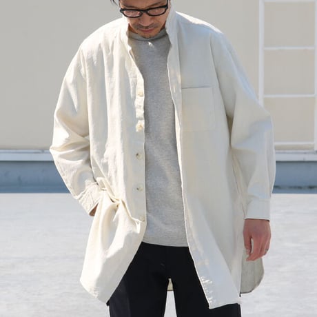 綿麻ビンテージソフトキャンバス Aライン ローマシャツコート【MADE IN JAPAN】『日本製』/ Upscape Audience [AUD7133]